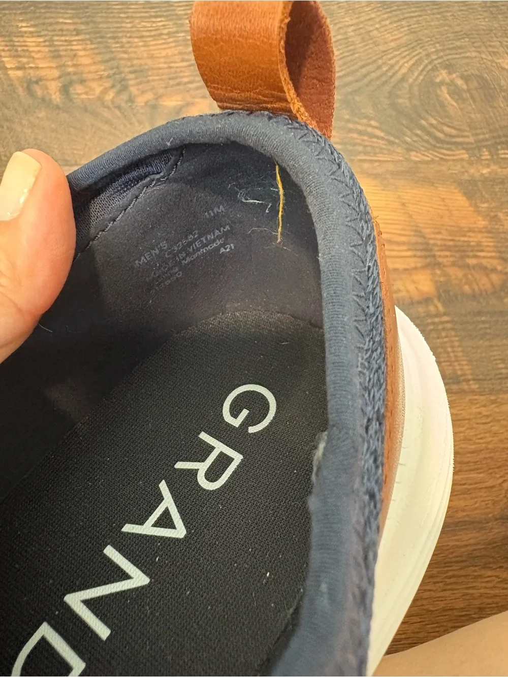 Cole Haan Grandsport Journey 11M Sneakers Shoes Navy Blue Woodbury Knit *FLAW
